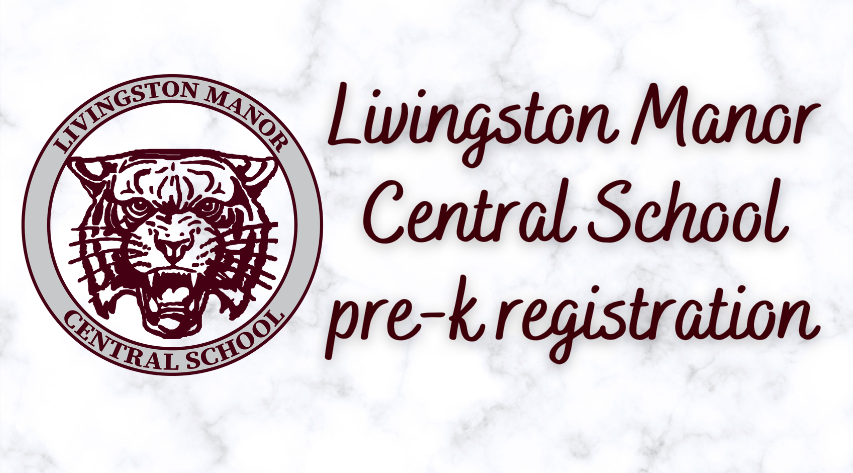 the LMCS logo with "Livingston Manor Central School pre-k registration