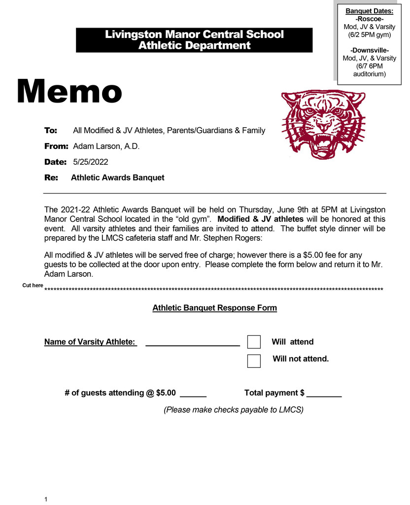 LMCS Modified and JV athletic banquet form