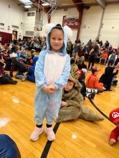 A student dressed as a bunny