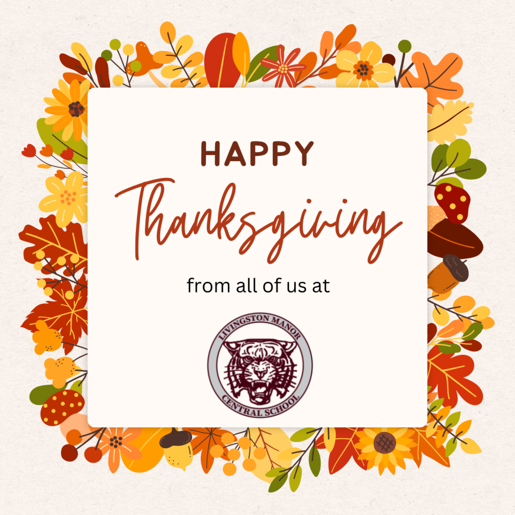 A fall leaves border surround "happy Thanksgiving from all of us at"and the LMCS logo