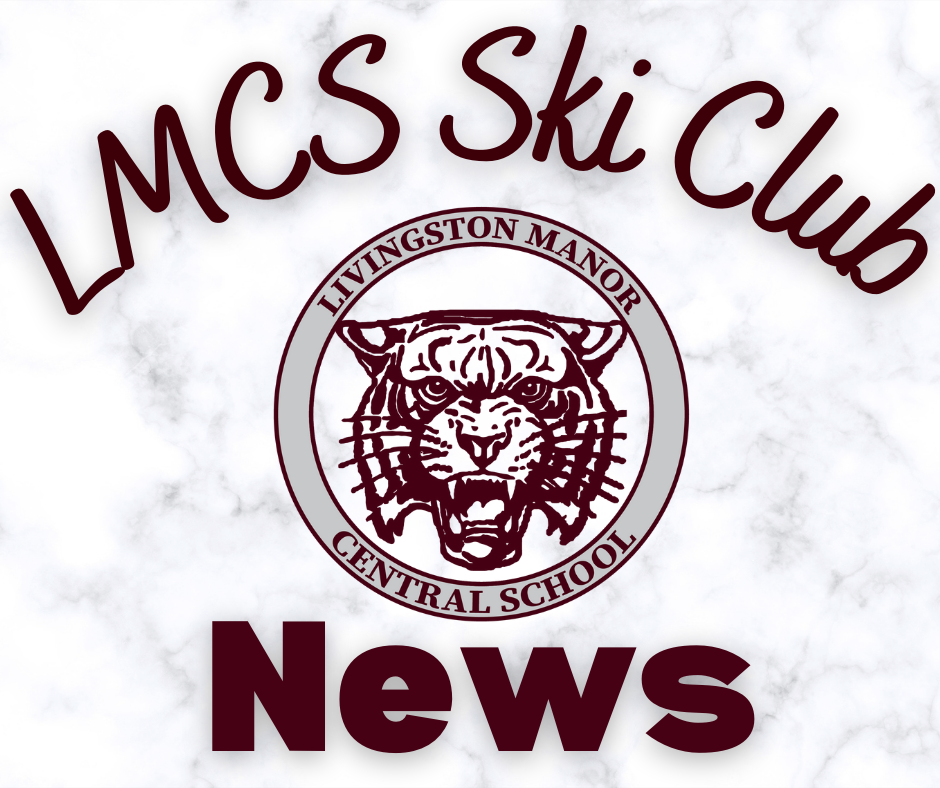 LMCS Ski Club News and the LMCS logo on a marble background